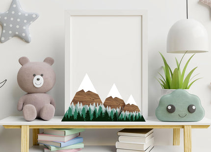 3 Pcs Mountain Shelf Decor Mountain Wooden Wall Decor Forest Art, Green