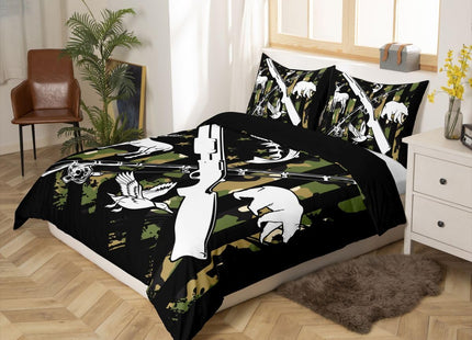 Erosebridal Hunting Duck Bear Deer Bedding Set Fishing Bass Fish Comforter Cover Twin for Boys Men Green Camo American Flag Duvet Cover Camouflage Hunt Flag Bedspread Cover with 1 Pillow Case