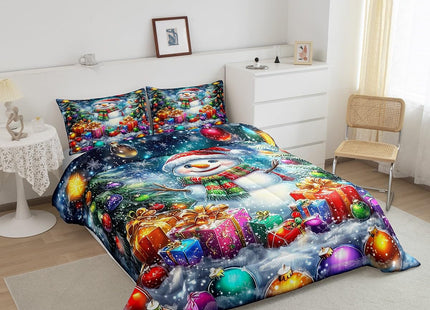 Erosebridal Cute Snowman Bedding Set Twin Winter Christmas Tree Comforter Set Ball Bedding Comforter Sets for Kids Boys Girls,Xmas Festival Pine Tree Snowflake Quilt Duvet