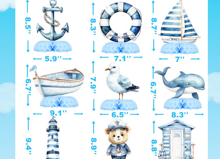 Nautical Baby Shower Table Centerpieces – 12PCS Ocean Sailor Boy Decorations for Blue Baby Shower or First Birthday, Whale Boat Lighthouse Nautical Party Decor
