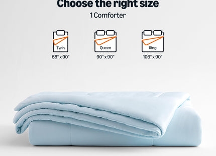 Amazon Basics Cooling Comforter, Temperature Regulating Blanket for Hot Sleepers, Summer & All Season Bedding, Lightweight, 90"x90", Queen, Blue