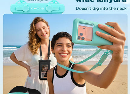CACOE Floatable Waterproof Phone Pouch 2 Pack Up to 9.0", Black+Green