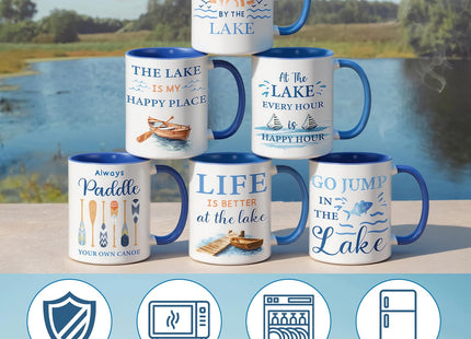 Didaey 6 Pcs Lake House Coffee Mugs Lake Life Gifts Ceramic Cup 12 oz