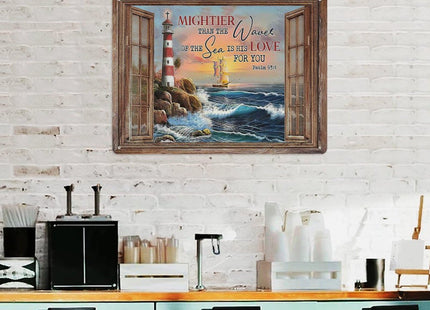 FixeLLD Rustic Retro Metal Tin Sign Nautical Lighthouse Wall Art Coastal Ocean Lighthouse Pictures Wall Decor Inspirational Print Novelty Aluminum Sign for Home Coffee Wall Decor 12x16 Inch