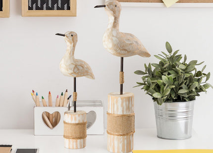 LaLamona White Seagull Statues Nautical Decor, Wooden Sea Bird Statues for Coastal Beach Ocean Home Table Decoration, 2Pcs