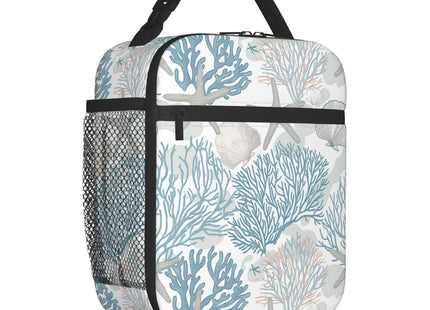 VANZEV Nautical Coastal Lunch Box for Adults Women Girls Boys Kids Starfish Seashell Coral Beach Lunch Box Insulated Cooler Reusable Lunch Bag Container Gifts for Work Office Picnic Travel School