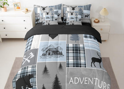 Erosebridal Bear Twin Bedding Set 7 Pieces, 1 Deer Moose Comforter,1 Rustic