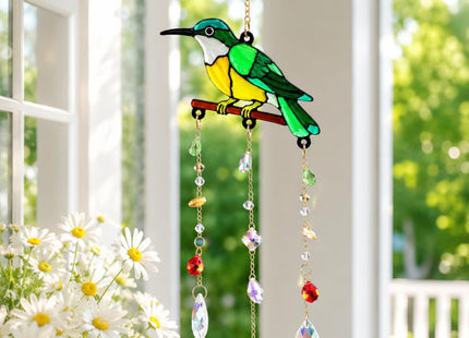Stained Glass Hummingbird Suncatcher Crystal Hummingbird Gift Bird Decor