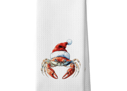 Mcehtle Christmas Coastal Crab Kitchen Towels, Crab Gifts, Christmas Coastal Beach Hand Towel for Bathroom Kitchen Decor, Xmas Ocean Sea Animal Nautical Decorative Tea Towels Dish Towel 16x24 Inch