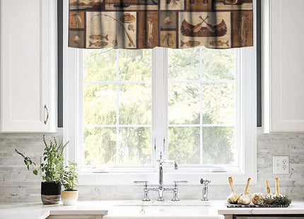JanJCurt Rustic Farmhouse Valance, Vintage Country Style Natural Scenery Lake House Rustic Cabin Fishing Blackout Short Window Treatment for Kitchen Bedroom Living Room, 54x18inch