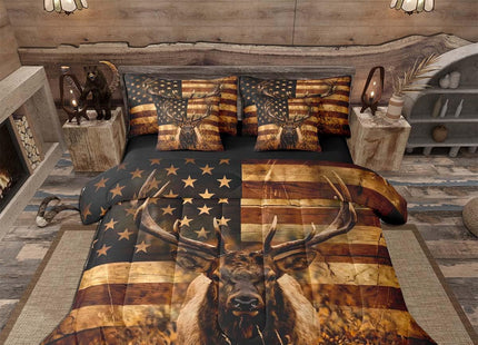 Feelyou Moose Comforter Set with Sheets 7 Piece Twin Size Deer Hunting Bedding Set for Kids Boys Girls Antlers Bed in a Bag Western Farmhouse Room Decor Wild Animal Soft Lightweight Microfiber