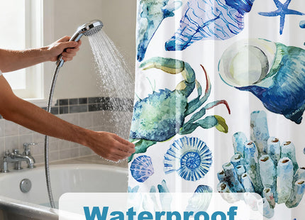 Final Friday Crab Cute Marine Animal Theme No Hook Waffle Weave Funny Shower Curtain with Snap in Liner Nautical Beach Bathroom Blue Ocean Decor Set 60 W x 74 H Inch Blue