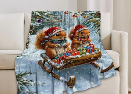 Estused Christmas Squirrel Blanket Squirrel Throw Stuff Gifts 50"x40"