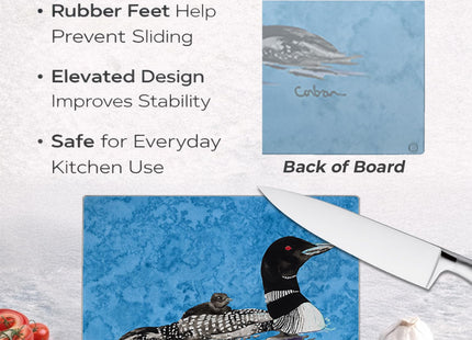 Caroline's Treasures 8718LCB Momma and Baby Loon Glass Cutting Board Large Decorative Tempered Glass Kitchen Cutting and Serving Board Large Size Chopping Board