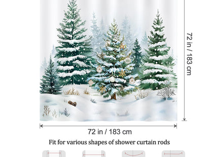 Bonhause Winter Christmas Shower Curtain for Bathroom, Pine Tree, 72"x72"