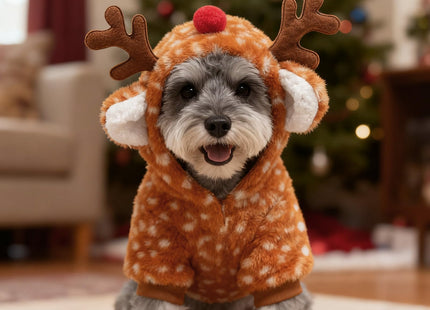 EXPAWLORER Dog Hoodie Christmas Reindeer Costume,Fluffy Christmas Dogs Sweater Cute Outfits,Warm Moose Coat Pet Clothes Winter for Puppy Small Medium Large Dogs