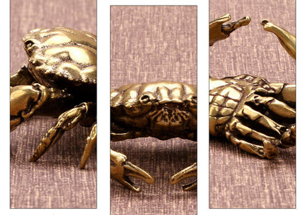 Kisangel Brass Crab Figurine Animal Sculptures and Statues Fish Tank Ornaments Feng Shui Statue Collection Home Decor (Golden)