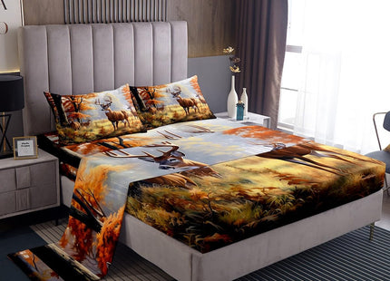 Feelyou Cute Deer Sheet Set Kids Deer Hunting Sheets with Deep Pocket Fitted Sheet