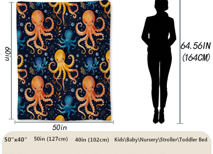 Ti Caldi Cute Octopus Blanket, Soft Warm Lightweight Flannel Throw Blanket for Couch, Bed, Travel & Outdoor, Cozy Fuzzy Blankets for Adults Kids, Home Decor 60×50 in