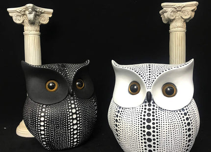 Modern Dots Owl Figurine Small Collectible White Owl Sculpture Decor