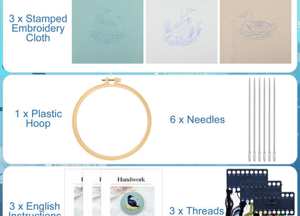 Mindsoft 3 Set Needlepoint Kit for Beginners with Hoop,Loon