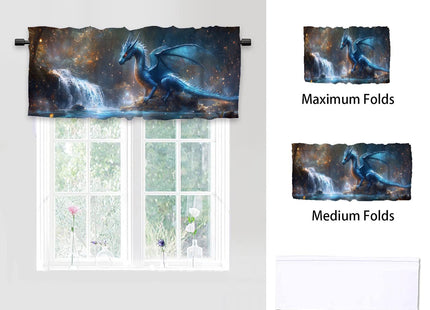 WUQIANQ Dragon Forest Kitchen Curtains 2 Pack Fantasy Theme Magic Animal Rod Pocket Decorative Small Window Curtains Valance for Cafe Living Room Bathroom Window Treatment Valances 54x18in