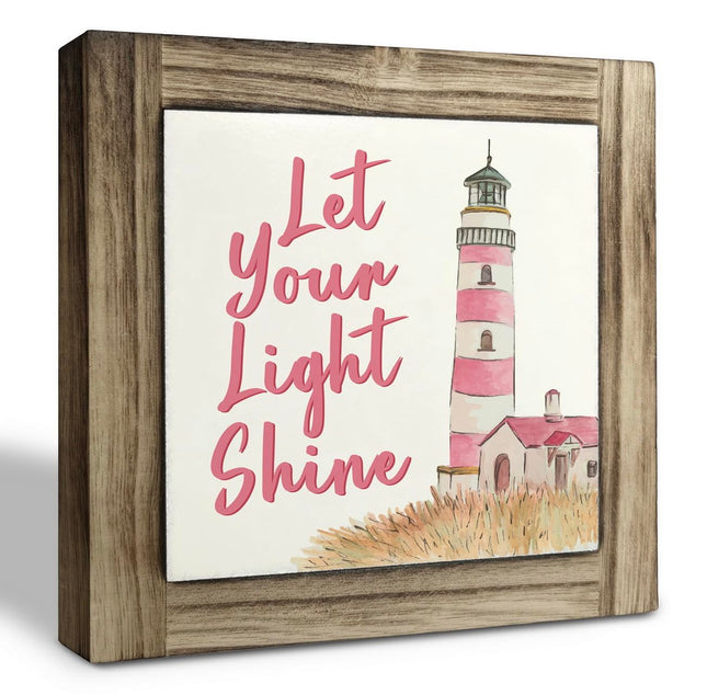 Light House Wood Plaque Sign, Let Your Light Shine, Box Wood Plaques Desk Décor, Lighthouse Sign, Inspirational Wooden Plaque, Decorative Table Art Sign, Elegant Home Decor, Housewarming Gift