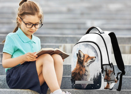 Fox Backpack for Students Boys Girls Fox under The Moon School Bag Travel Daypack Rucksack