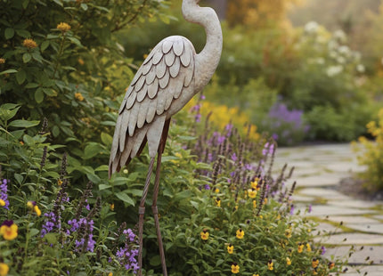 Regal Art & Gift Metal Egret Statue – Coastal Heron Garden Sculpture, Elegant Bird Decor for Lawn, Patio, or Beach House Yard – Sturdy Outdoor Standing Crane Ornament, 16.5""L x 8.25""W x 34.25""H