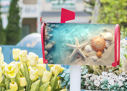 Summer Beach Starfishs Mailbox Covers Magnetic Ocean Mailbox Covers Magnetic Large Size 25.5" X 21" Nautical Coastal Mailbox Wraps Post Letter Box Cover Decor for Outside Garden Yard Farmhouse Home