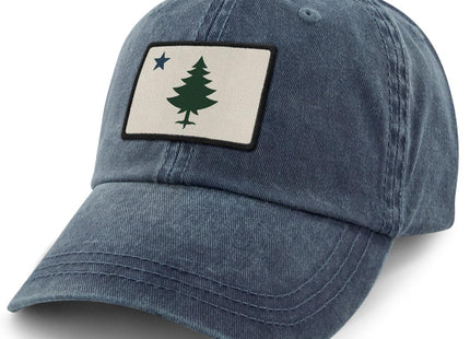 Vintage Maine Flag Washed Dad Hat Navy