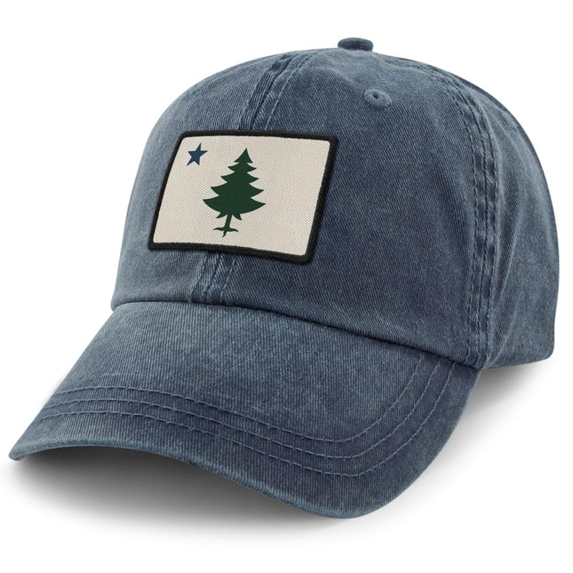 Vintage Maine Flag Washed Dad Hat Navy