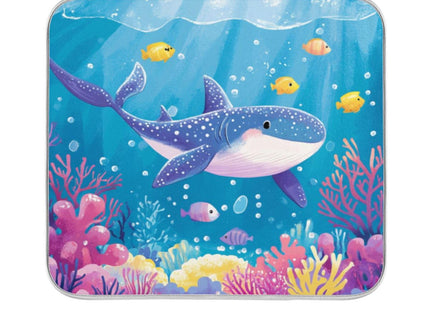 ElliTarr Blue Whale Shark Coral Sea Dish Drying Mat for Kitchen Counter Microfiber Absorbent Dish Drainer Rack Mat Small Kitchen Drying Mat Heat Resistant Drying Pad for Counter 18x16