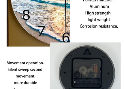 Constantplanet Blue Coastal Wall Clocks Battery Operated 16 Inch