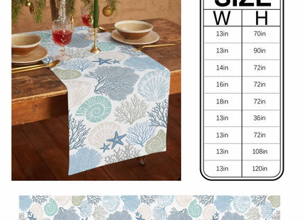Nautical Coastal Table Runners Ocean Beach Coral Table Runners for Dining Room Starfish Blue Teal Dinner Runner Kitchen Indoor Outdoor Patio Party Decor, 13x72 Inch