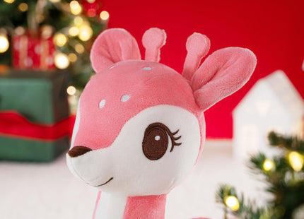 Lazada Christmas Plush Deer Stuffed Animal Pink Deer Plush Toy Baby Toys for Plump Tail 10 Inches Pink