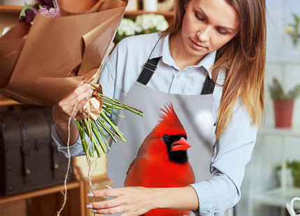 Xuwenz Red Cardinal Waterproof Apron Kitchen Chef Aprons Bibs for Grooming Cooking Baking Painting Gardening