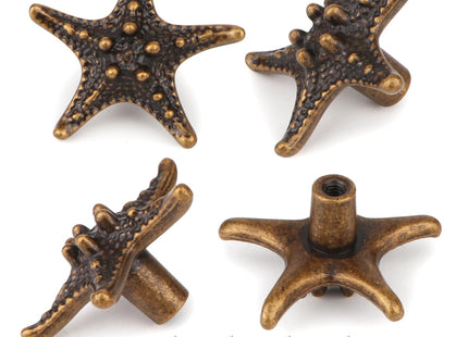 Brosay 4 Pcs Starfish Cabinet Knobs Coastal Nautical Drawer Pulls (Copper)