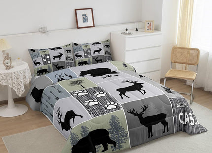 Feelyou Black Bear Deer Comforter Set Bedding Twin Size for Kids Adults