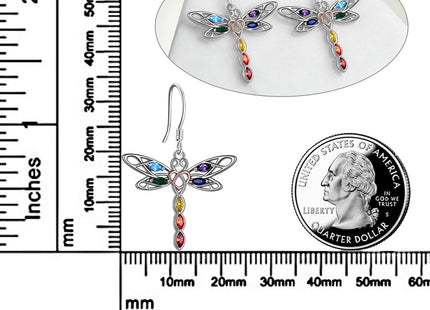 POPLYKE Dragonfly Dangle Earrings for Women Sterling Silver Celtic Knot Dragonfly 7 Chakra Irish Jewelery Gifts(dragonfly 7 chakra earrings)