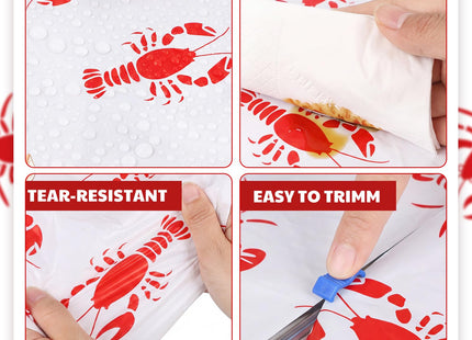 Oudain 54 Inch x 100 ft Crawfish Boil Lobster Tablecloth Roll Cutter Box