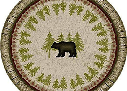 Cozy Cabin Birch Bear Non Skid 4'Round Area Rug