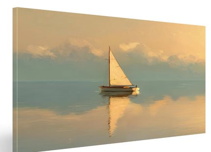CCPEAR Sailboat Wall Art Coastal Yellow Sunset Prints, 20x40in