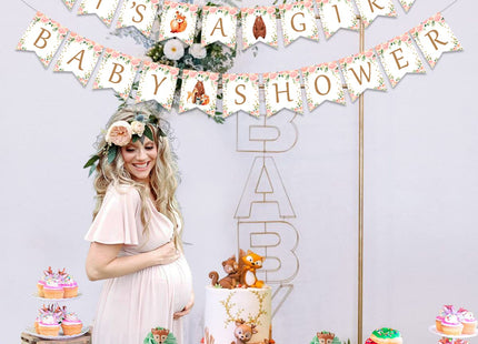 Woodland Baby Shower Decorations Woodland It’s a Girl Baby Shower Banner Forest Animal Garland for Woodland Creatures Birthday Party Decoration Supplies
