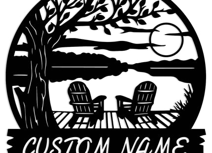 Personalized Lake House Metal Sign, Forest Lake Decor, Custom Lake House House Number Sign, Camping Metal sign, Outdoor Cabin Decor (Style-D)