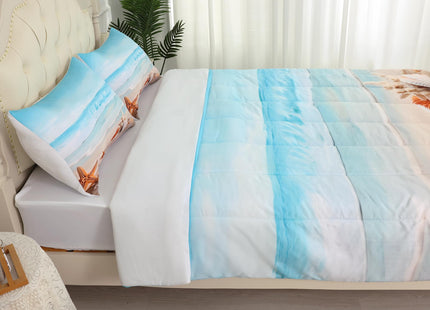 FUYEUN Beach Ocean Comforter Set Full, Seashell Starfish Bedding for Teens