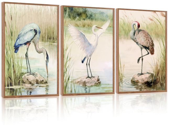 IARTTOP Blue Heron Wall Art Coastal Birds Wall Decor Sea Bird Art Prints