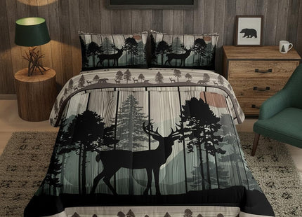 Feelyou Cabin Deer Comforter Set Twin Size for Kids Boys Girls Bedding Set
