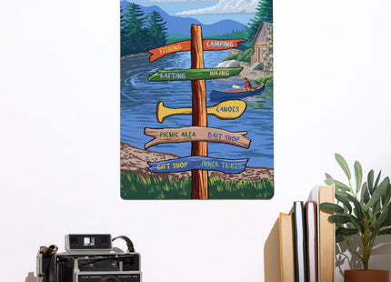 Lantern Press Maine, Signpost, River, 12x18 Inch Aluminum Sign, Indoor or Outdoor Use