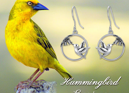Hummingbird Dangle Drop Earrings for Women 925 Sterling Silver Bird Flower Jewelry Hummingbird Earrings Mother's Day gifts